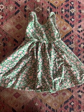 Alice & Ames - size 4Girls' Green Floral Tank Dress - Pink & Yellow Flower Print